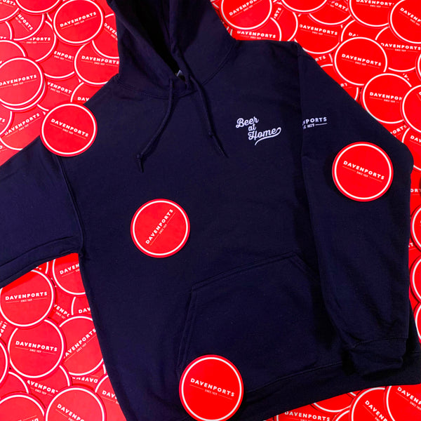 Beer At Home Embroidered Hoodie only at 34.99 Davenports Brewery