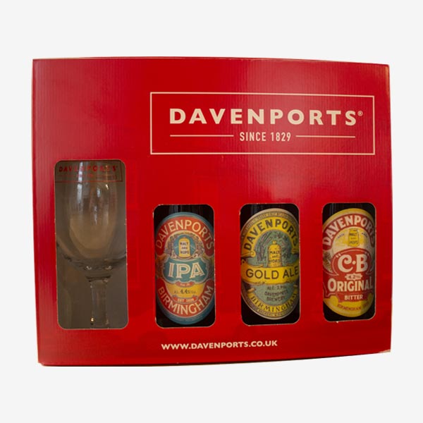 Davenports 3 Bottle Beer Pack and a Davenport Branded Glass